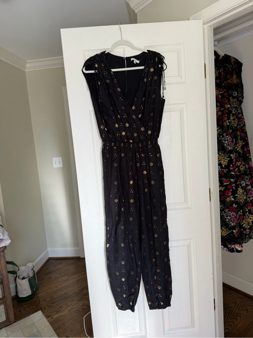 Jolie Black Jumpsuit with Gold Dot Accents